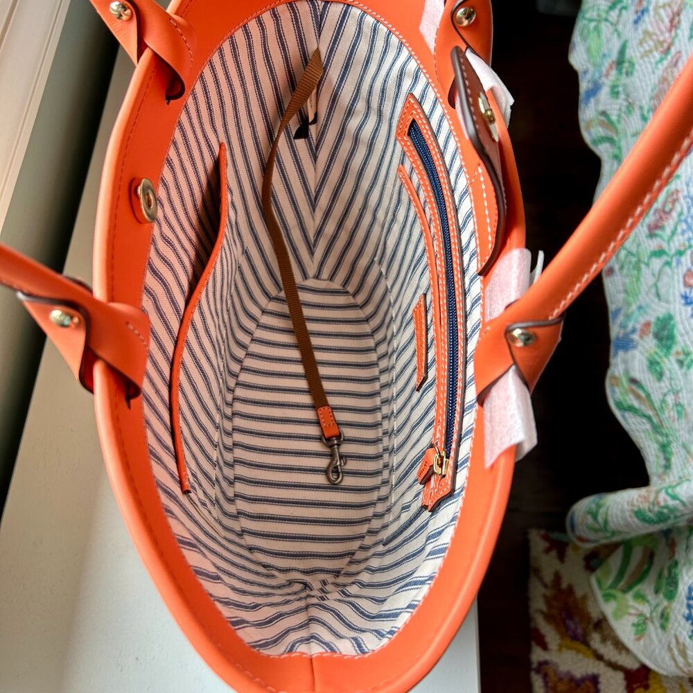Dooney & Bourke Beacon Woven Atlantic Tote in Coral Orange. - Picture 6 of 6